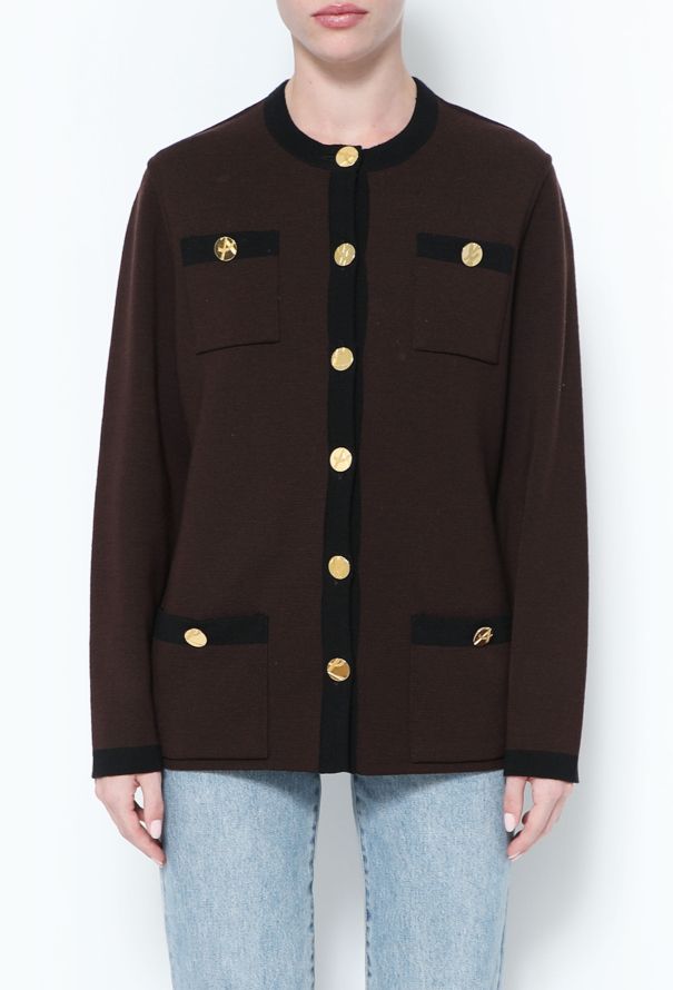 Saint Laurent Vintage Wool Trim Cardigan  - 1