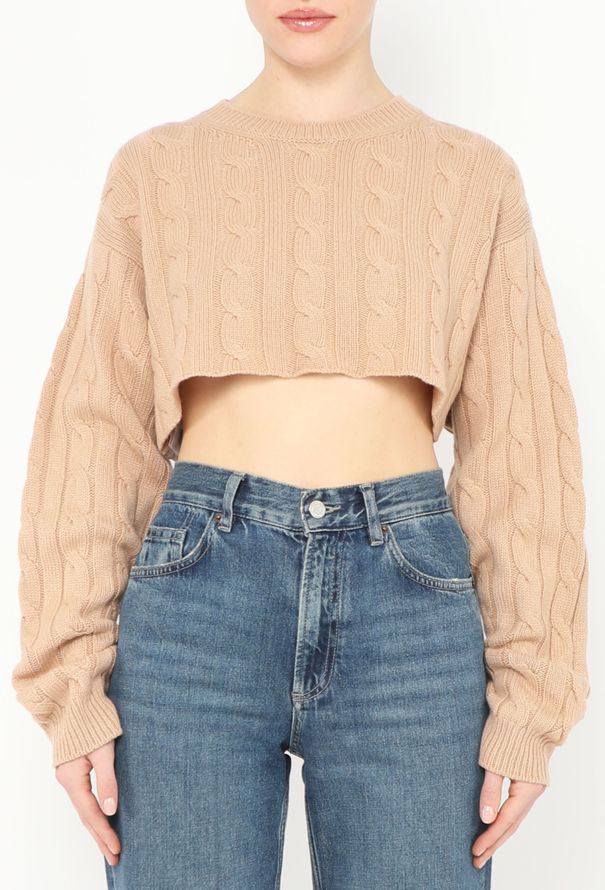 Miu Miu S/S 2022 Cropped Cashmere Cable-Knit Sweater - 1