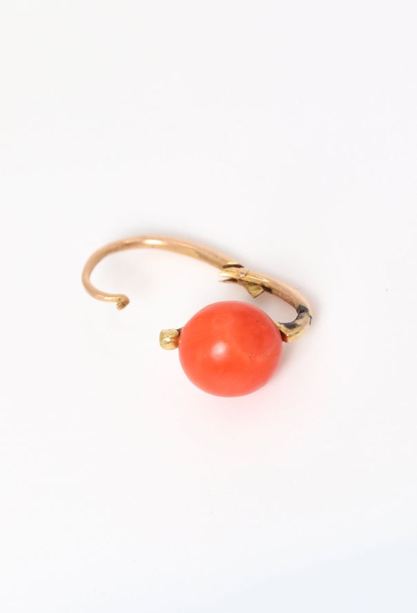 Vintage Fine Jewelry 18k Yellow Gold & Coral Dormeuses - 5