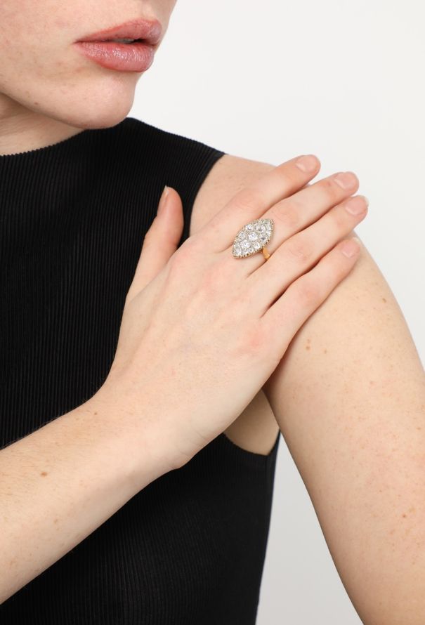 Vintage Fine Jewelry 18k Yellow Gold & Diamond Marquise Ring - 4 Vintage Fine Jewelry 18k Yellow Gold & Diamond Marquise Ring - 4