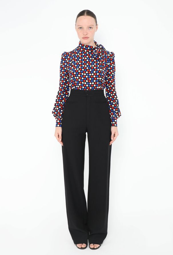 Saint Laurent 2016 Silk Polka Dot Lavallière Blouse - 3