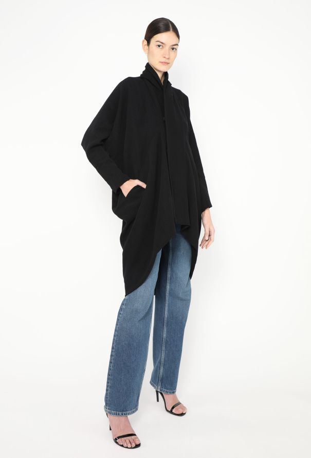 Rick Owens Draped Crêpe Shawl Coat - 1