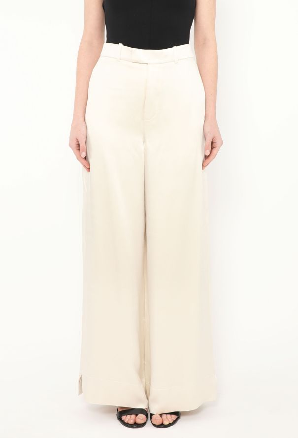 Saint Laurent 2024 Wide-Leg Silk Trousers - 1