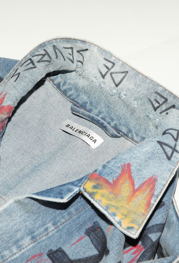 Balenciaga 2018 Hand-Painted Denim Jacket - 7 Balenciaga 2018 Hand-Painted Denim Jacket - 7