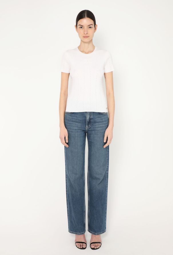 Chanel 2021 Pointelle Ribbed 'CC' Top - 4 Chanel 2021 Pointelle Ribbed 'CC' Top - 4
