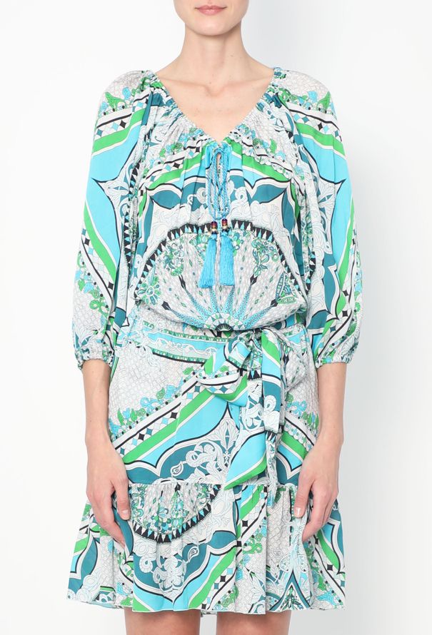 Emilio Pucci Resort 2014 Silk Graphic Belted Dress - 3