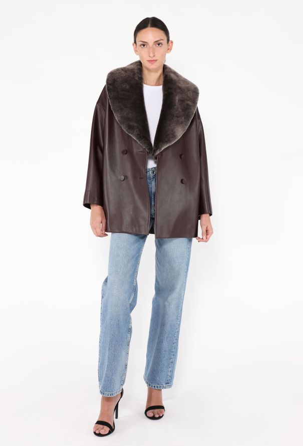 Hermès F/W 2024 Calfskin Fur Collar Peacoat - 6 Hermès F/W 2024 Calfskin Fur Collar Peacoat - 6