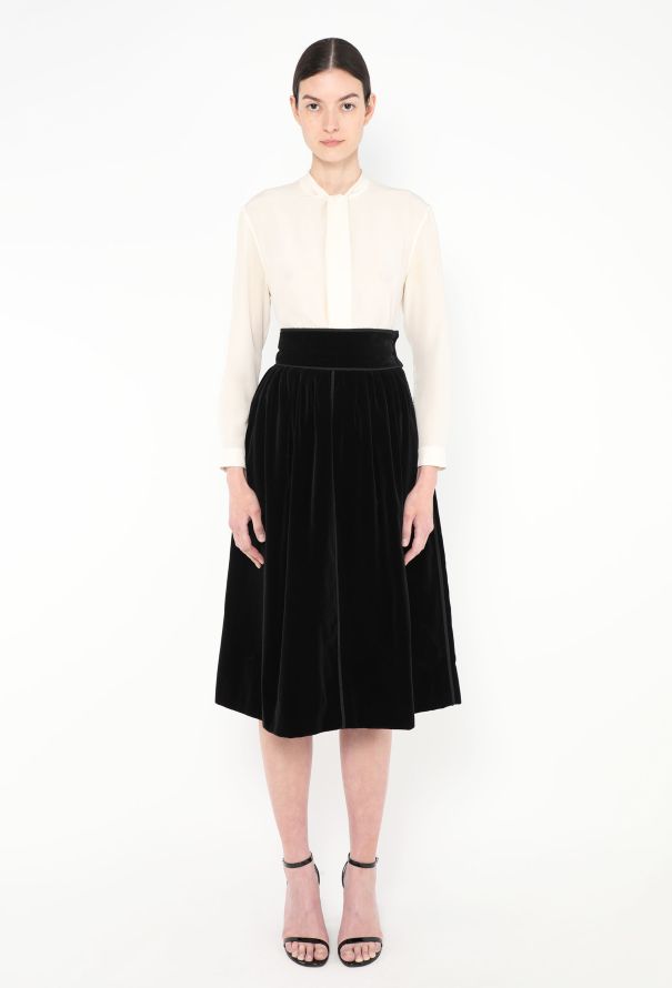 Saint Laurent 1976 Russian Braided Trim Velvet Skirt - 1