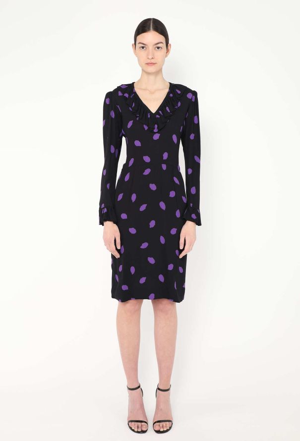Saint Laurent Vintage Printed Crêpe Dress - 3 Saint Laurent Vintage Printed Crêpe Dress - 3