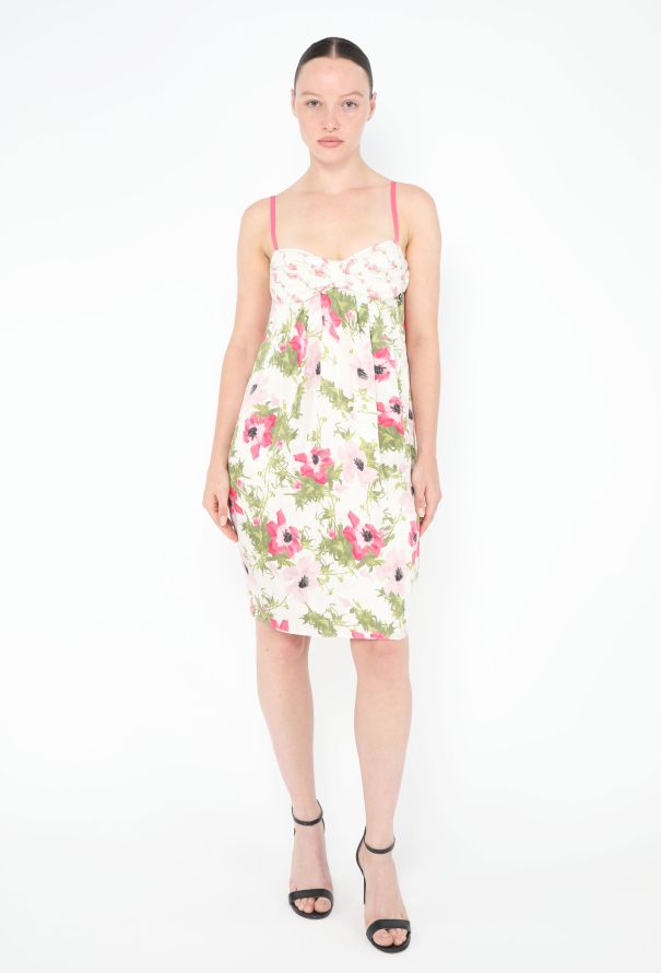 John Galliano 2005 Ruched Floral Silk Dress - 3 John Galliano 2005 Ruched Floral Silk Dress - 3