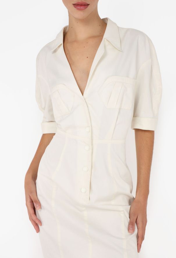 Thierry Mugler Vintage Hourglass Cotton Dress - 3