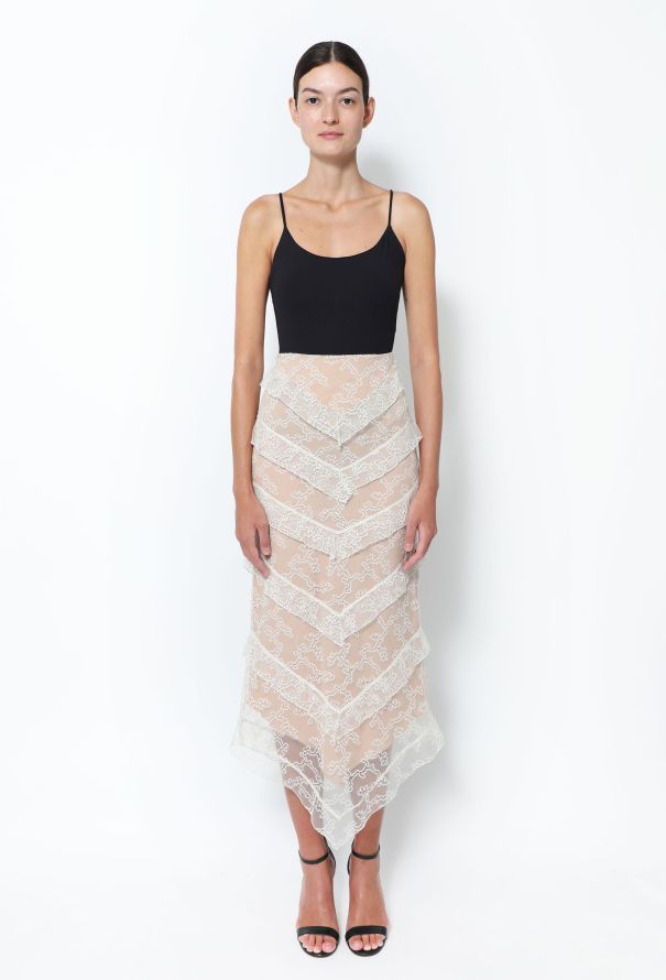 90s Tiered Chevron Lace Skirt
