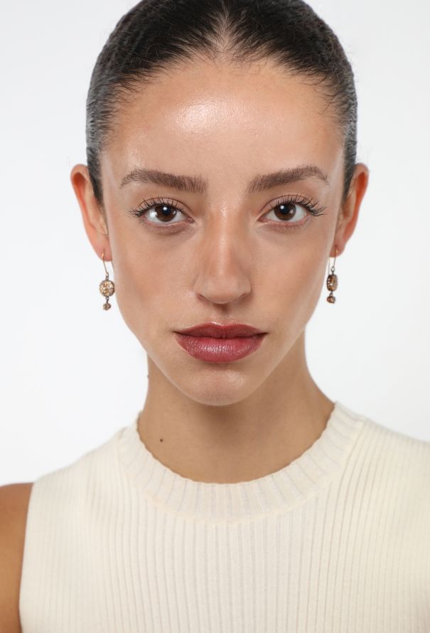 Modern Fine Jewelry 18K Gold & Rose-Cut Diamond Pendant Earrings - 2 Modern Fine Jewelry 18K Gold & Rose-Cut Diamond Pendant Earrings - 2