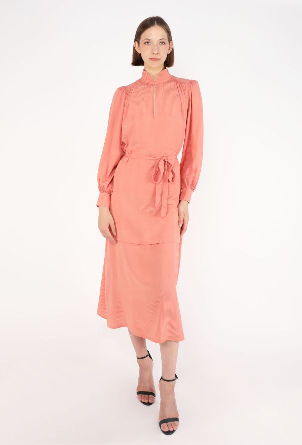 Chloé Vintage Belted Jacquard Silk Dress - 4
