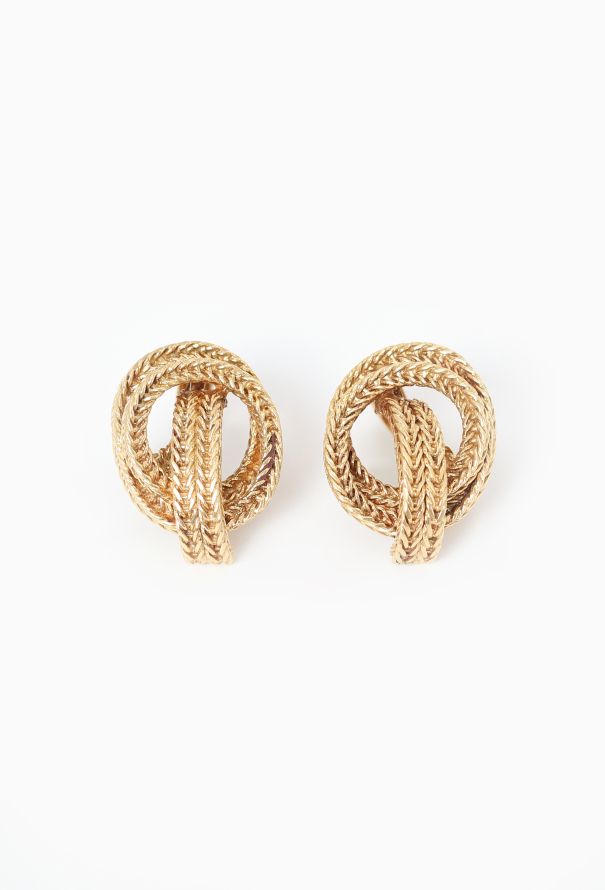 Vintage Fine Jewelry 18k Yellow Gold Braided Clip Earrings - 1