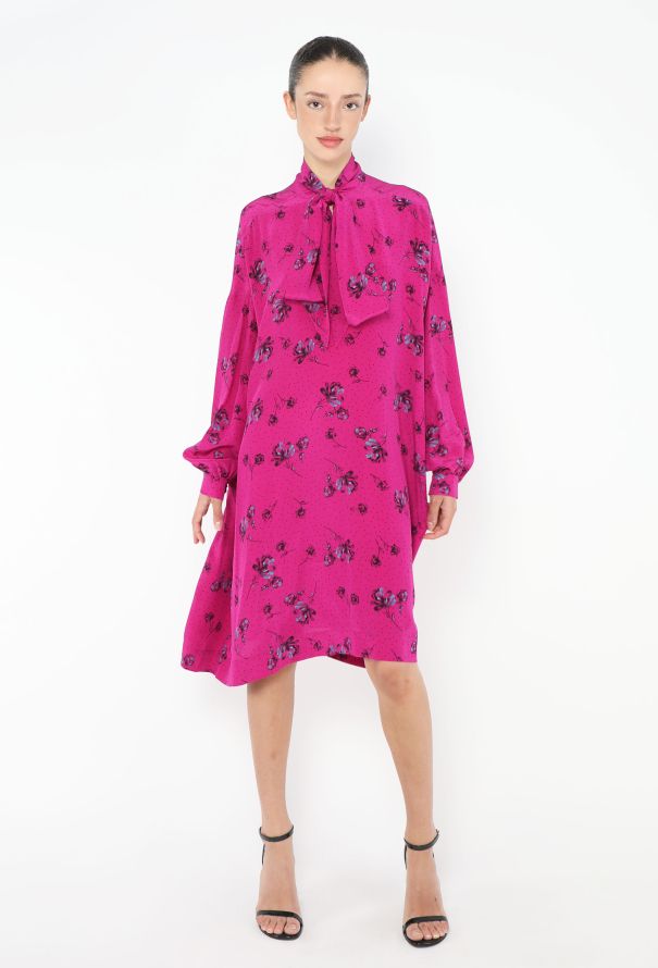 Balenciaga Resort 2018 Lavallière Floral Silk Dress - 1