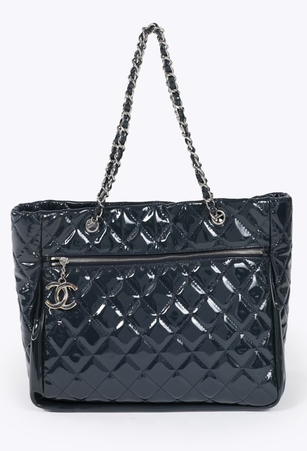 Chanel 2010 Navy Patent Large “Chic & Glitter” Tote - 1