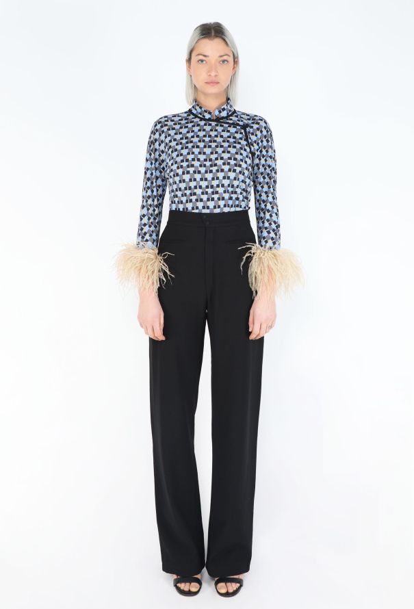 Prada S/S 2017 Graphic Ostrich Feather Top - 1