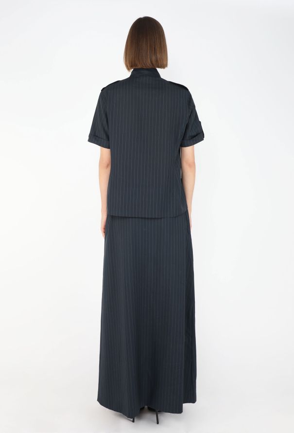 Gucci 1996 Pinstripe Maxi Skirt Ensemble - 6