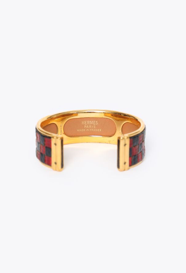 Hermès Vintage Checkered Leather Bracelet - 3