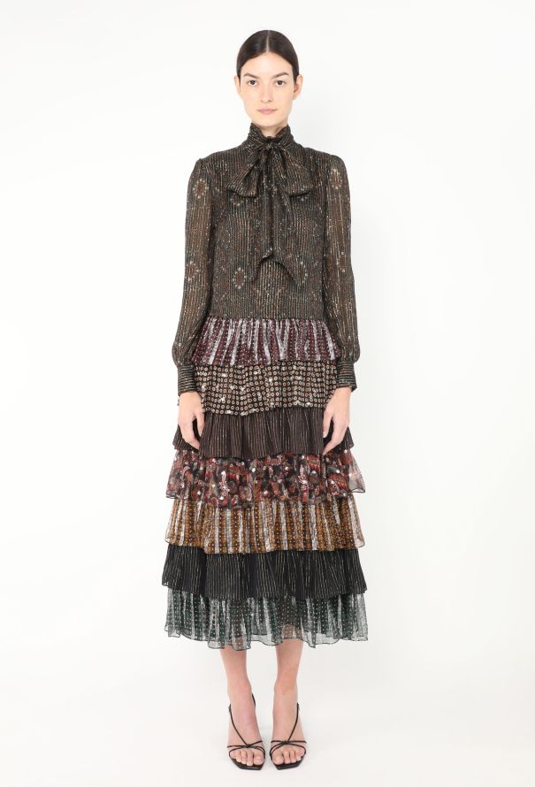 Céline F/W 2020 Ruffled Lamé Dress - 3
