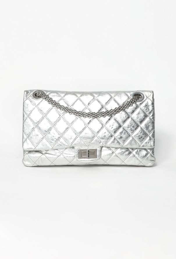 Chanel Silver Metallic 2.55 Maxi Flap Bag - 1