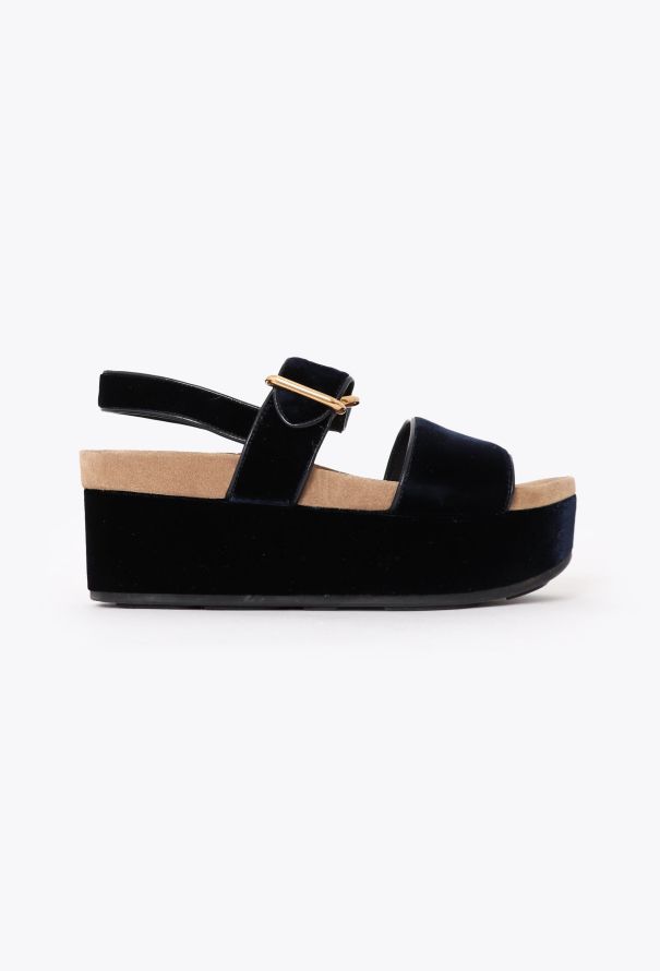 Prada 2018 Velvet Platform Sandals - 1