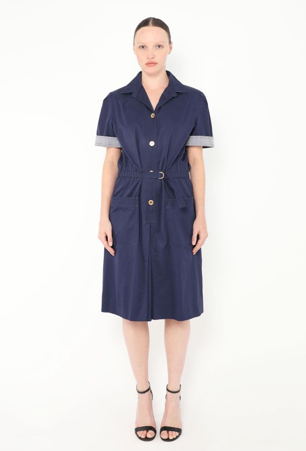 Céline '70s Belted Poplin Gingham Dress - 2 Céline '70s Belted Poplin Gingham Dress - 2