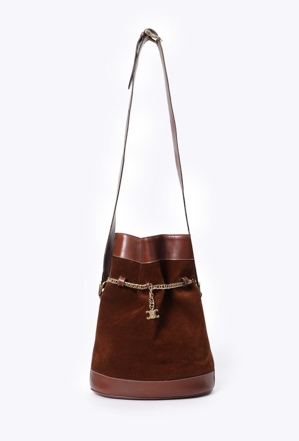 Céline Vintage Suede Triomphe Bucket Bag - 1