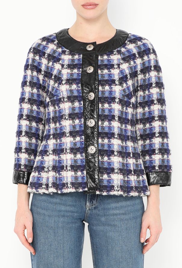 Chanel 2018 Tweed Leather Trim Jacket - 1