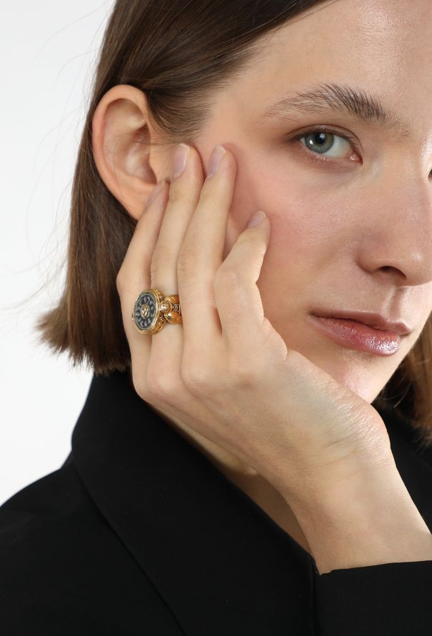 Vintage Fine Jewelry 22K Yellow Gold & Silver Ring with Diamond - 4