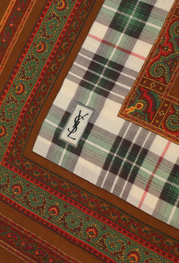 Saint Laurent Late '70s Checkered Paisley Scarf - 3