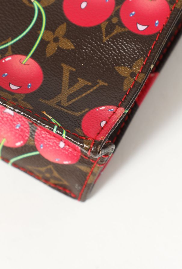 WGACA Louis Vuitton Brown Murakami Cherry Sac Plat - Brown / Red