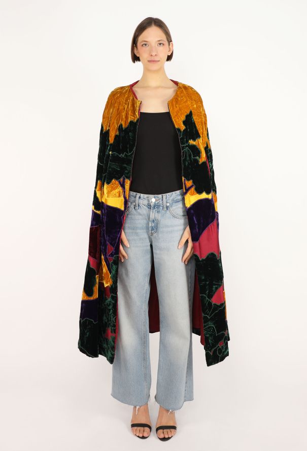 Norma Kamali Landscape Velvet Cape, 1970s - 4