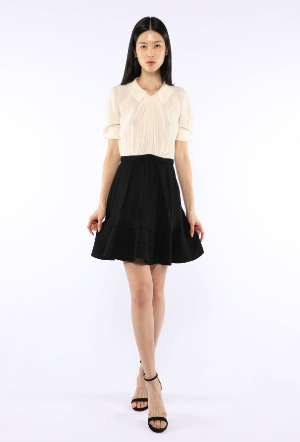 Miu Miu Pleated Silk Combination Dress - 2