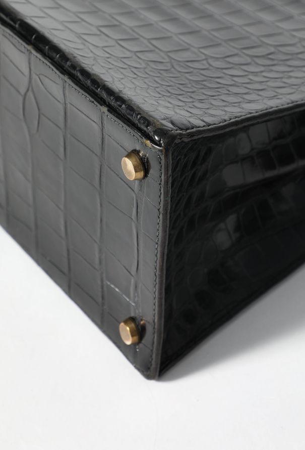 Hermès '60s Black Porosus Kelly Sellier 32 - 8