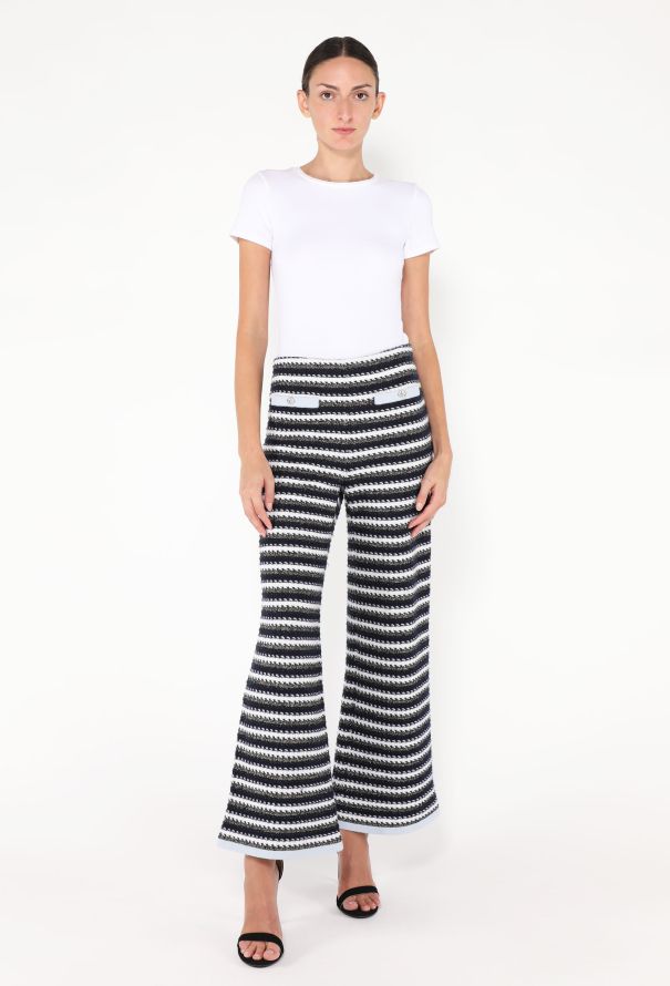 Chanel 2022 Striped Cashmere 'CC' Pants - 1
