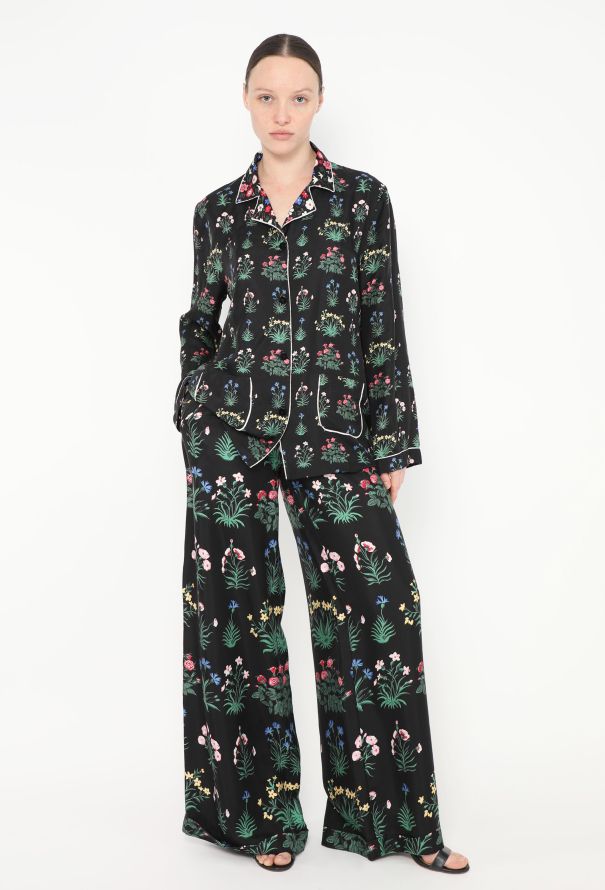 Valentino Floral Silk Pajama Ensemble - 1