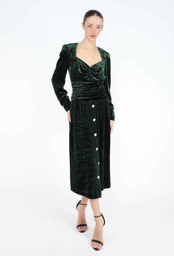 Dior Haute Couture Fall 1984 Velvet Empire Dress - 3