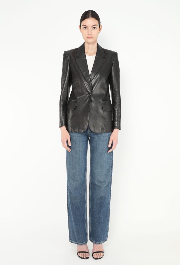 Saint Laurent Vintage Tailored Leather Blazer - 3 Saint Laurent Vintage Tailored Leather Blazer - 3