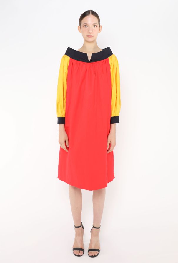 Saint Laurent S/S 1980 Poplin Colorblock Dress - 3 Saint Laurent S/S 1980 Poplin Colorblock Dress - 3