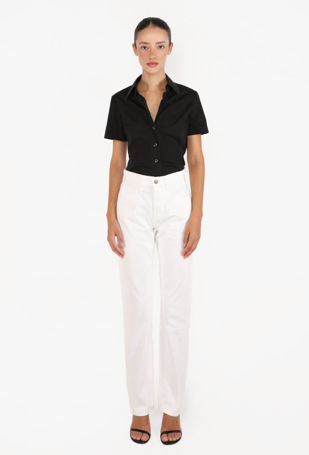 Céline Tapered White Denim Jeans - 1