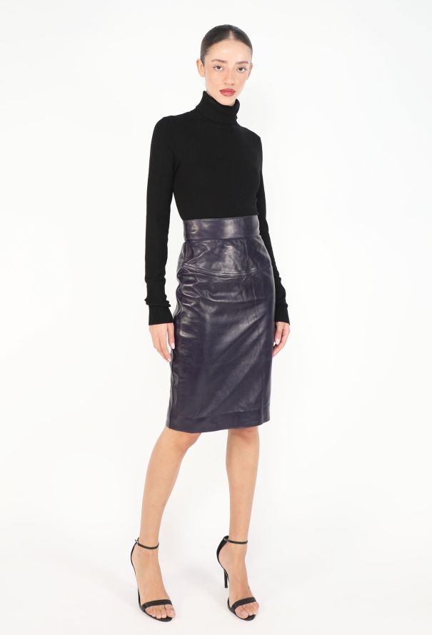 Alaïa 1987 Leather Pencil Skirt - 3