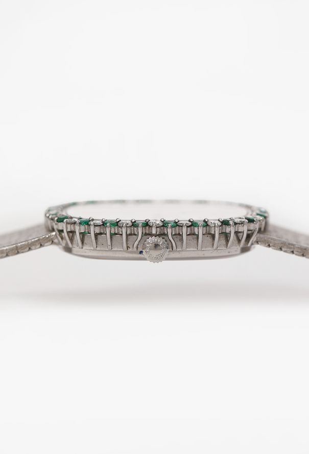 Longines 18k White Gold, Diamond & Emerald Joaillerie Watch, 1974 - 8