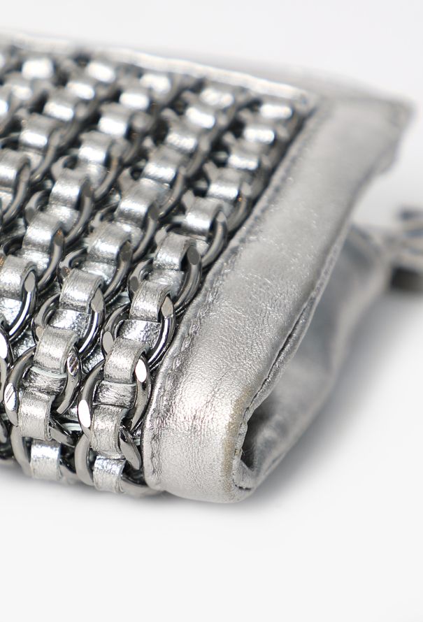 Chanel Metallic Silver Chainlink Clutch - 11