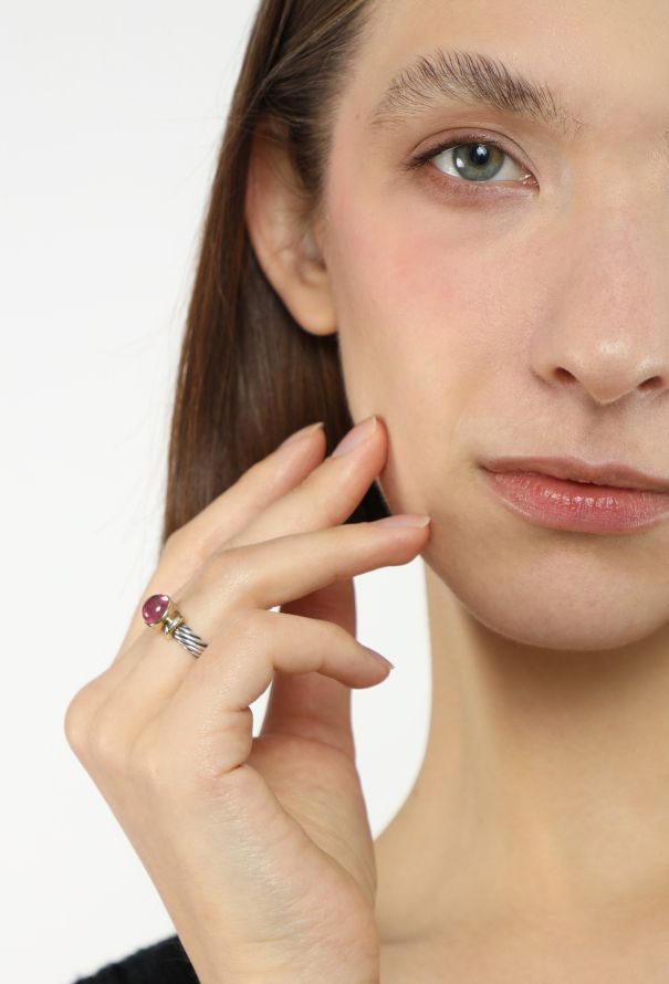 David Yurman 14K Yellow Gold & Tourmaline Sterling Cable Ring - 2