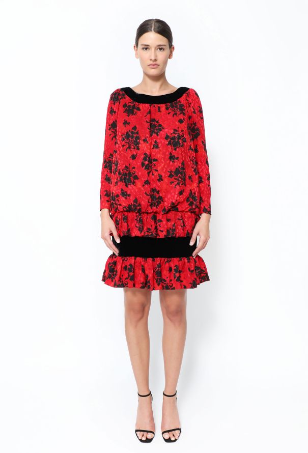 1987 Jacquard Silk Peasant Dress Authentic Vintage ReSee