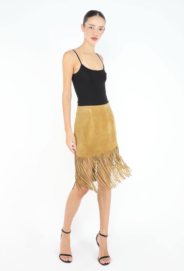 Romeo Gigli '90s Fringed Suede Skirt - 4
