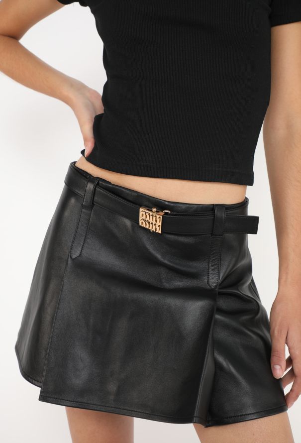 Miu Miu 2023 Belted Lambskin Mini Skirt - 1
