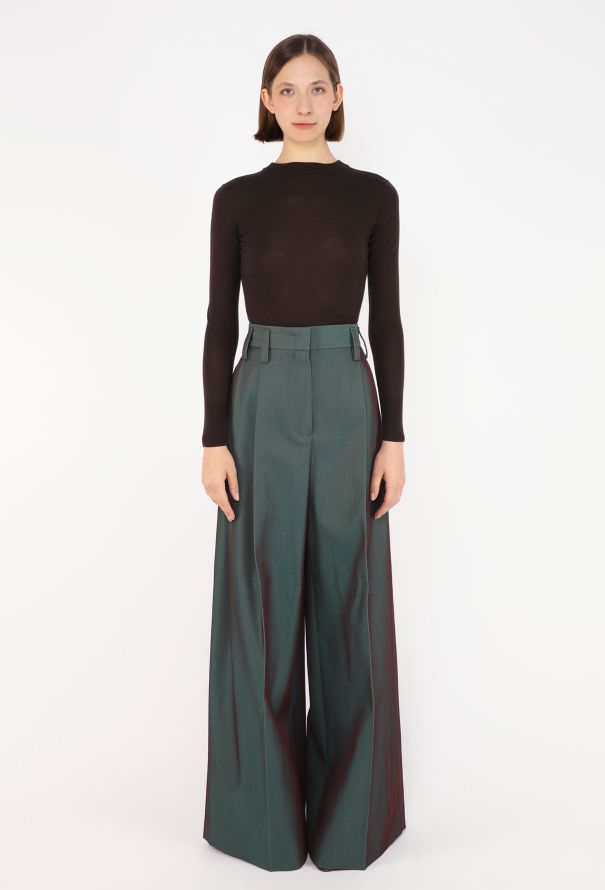 Jil Sander Metallic Pleated Wide-Leg Trousers, 2025 - 2